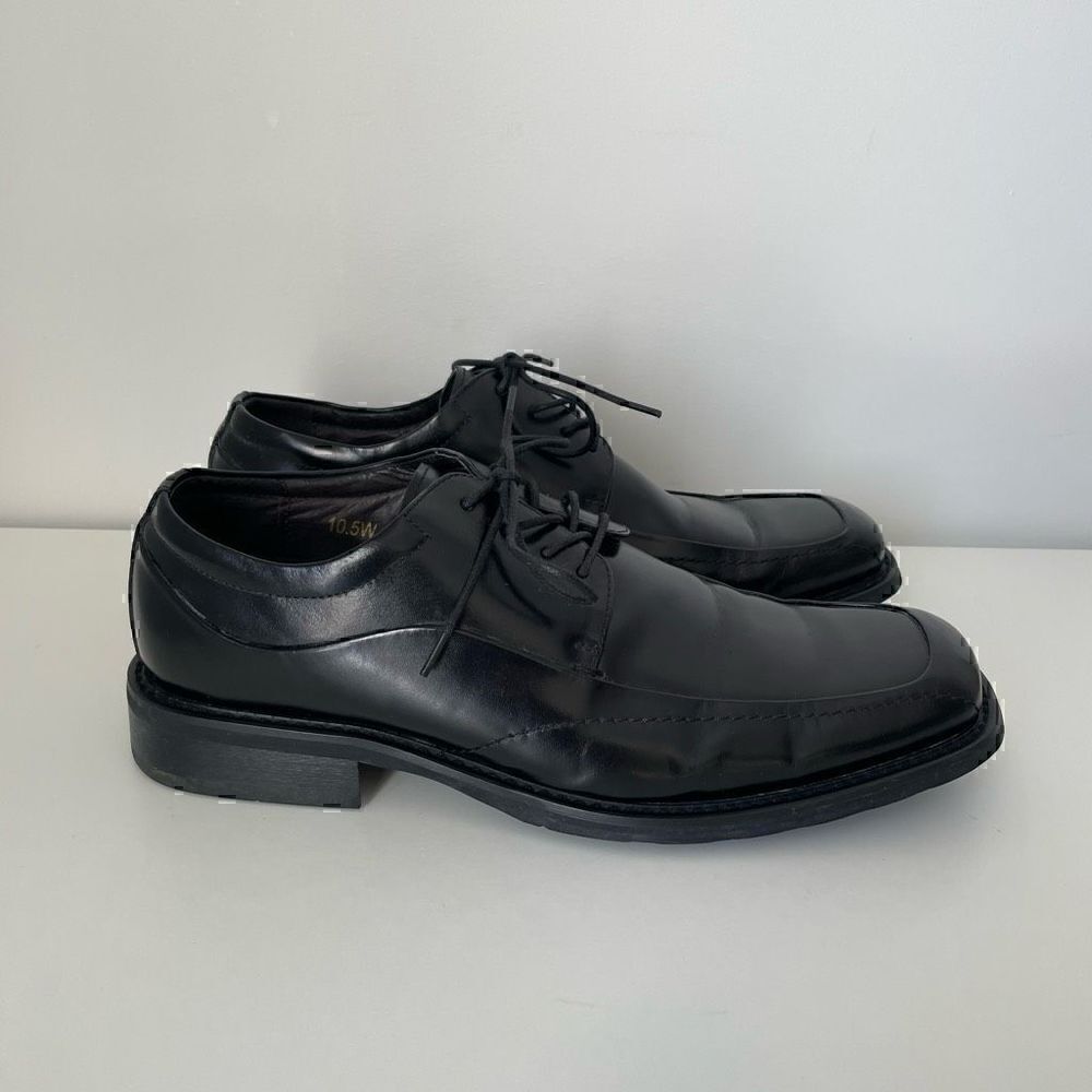 Florsheim Mens Oxford Dress Shoes Square Toe Size 10.5 Wide Black Lace Up Leathe